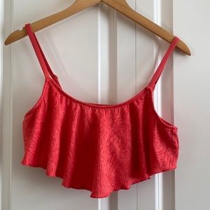 Hot Pink Flouncy Lace Detailed Bikini Top